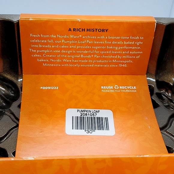 NORDIC WARE PUMPKIN LOAF BUNDT PAN FALL HARVEST  #1 - Picture 7 of 12